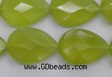 CKA276 15.5 inches 18*25mm faceted flat teardrop Korean jade gemstone beads