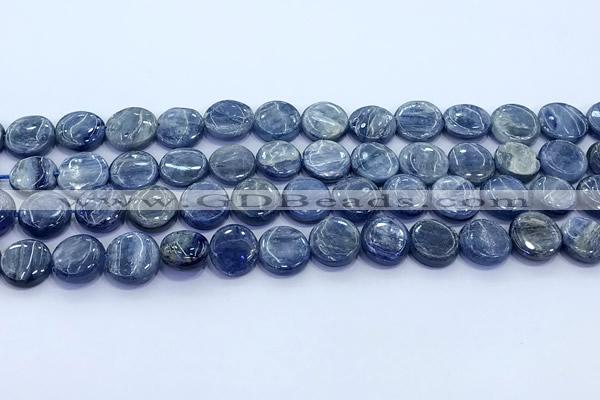 CKC816 15 inches 11mm - 12mm flat round blue kyanite beads