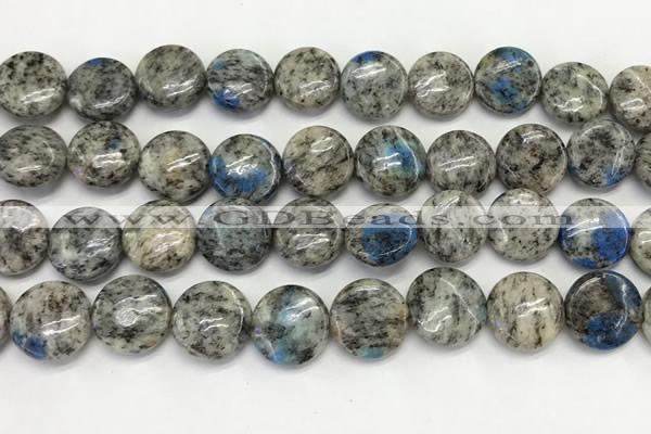 CKJ493 15.5 inches 11mm flat round natural k2 jasper beads