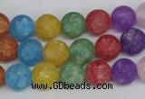 CKQ04 15.5 inches 10mm round matte dyed crackle quartz beads