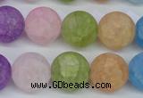 CKQ06 15.5 inches 14mm round matte dyed crackle quartz beads