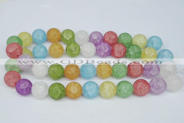 CKQ08 15.5 inches 18mm round matte dyed crackle quartz beads