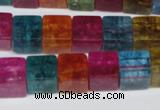 CKQ116 15.5 inches 10*10mm cube dyed crackle quartz beads