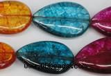 CKQ125 15.5 inches 18*25mm flat teardrop dyed crackle quartz beads