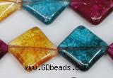 CKQ132 15.5 inches 20*20mm diamond dyed crackle quartz beads