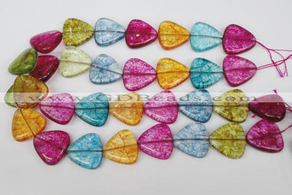 CKQ135 15.5 inches 20*20mm triangle dyed crackle quartz beads