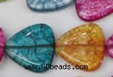 CKQ136 15.5 inches 25*25mm triangle dyed crackle quartz beads