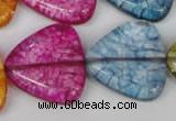 CKQ137 15.5 inches 30*30mm triangle dyed crackle quartz beads