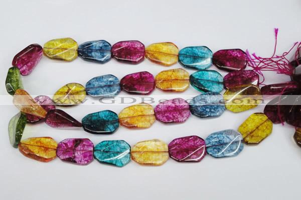 CKQ142 15.5 inches 18*25mm twisted rectangle dyed crackle quartz beads