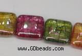 CKQ155 15.5 inches 20*20mm square AB-color crackle quartz beads