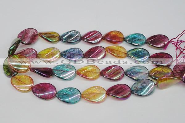 CKQ162 15.5 inches 20*30mm twisted oval AB-color crackle quartz beads