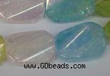 CKQ165 15.5 inches 20*30mm twisted rectangle AB-color crackle quartz beads