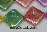 CKQ168 15.5 inches 25*25mm diamond AB-color crackle quartz beads