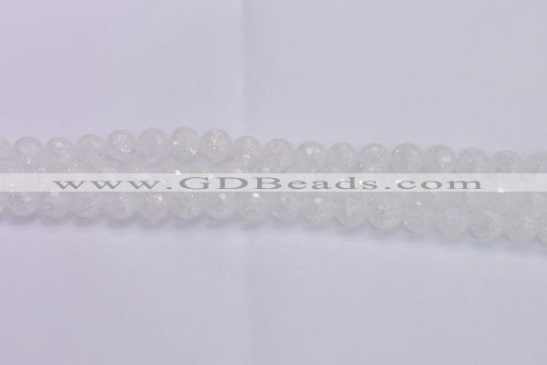 CKQ345 15.5 inches 10mm faceted round dyed crackle quartz beads