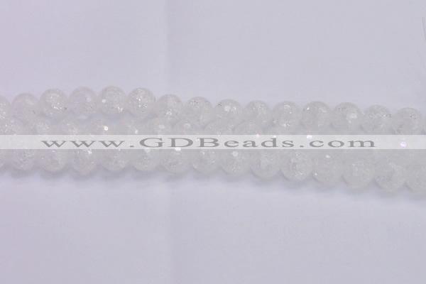 CKQ347 15.5 inches 14mm faceted round dyed crackle quartz beads