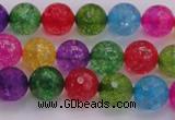 CKQ351 15.5 inches 8mm faceted round dyed crackle quartz beads