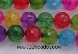 CKQ352 15.5 inches 10mm faceted round dyed crackle quartz beads