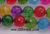 CKQ353 15.5 inches 12mm faceted round dyed crackle quartz beads