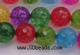 CKQ354 15.5 inches 14mm faceted round dyed crackle quartz beads