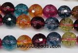 CKQ43 15.5 inches 10mm faceted round dyed crackle quartz beads