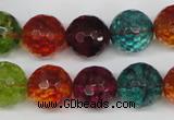 CKQ45 15.5 inches 14mm faceted round dyed crackle quartz beads