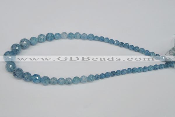 CKQ51 15.5 inches 6mm - 14mm faceted round dyed crackle quartz beads