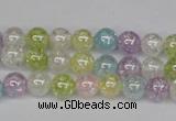 CKQ61 15.5 inches 6mm round AB-color dyed crackle quartz beads