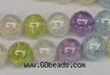 CKQ64 15.5 inches 12mm round AB-color dyed crackle quartz beads