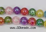 CKQ73 15.5 inches 10mm round AB-color dyed crackle quartz beads