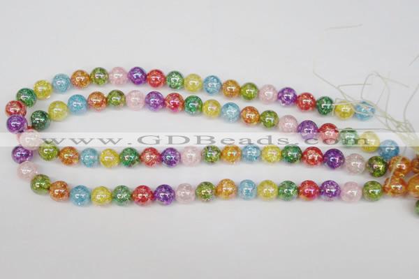 CKQ74 15.5 inches 12mm round AB-color dyed crackle quartz beads