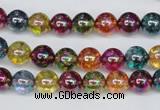 CKQ82 15.5 inches 8mm round AB-color dyed crackle quartz beads