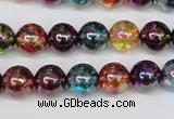 CKQ83 15.5 inches 10mm round AB-color dyed crackle quartz beads