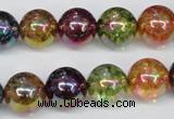 CKQ85 15.5 inches 14mm round AB-color dyed crackle quartz beads