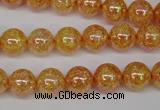 CKQ91 15.5 inches 6mm round AB-color dyed crackle quartz beads