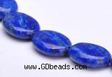 CLA33 12*15mm flat oval deep blue dyed lapis lazuli beads