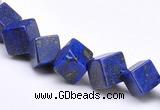 CLA39 6*6*6mm oblique-drilled cubic dyed lapis lazuli beads