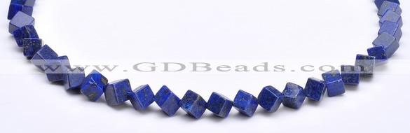 CLA39 6*6*6mm oblique-drilled cubic dyed lapis lazuli beads