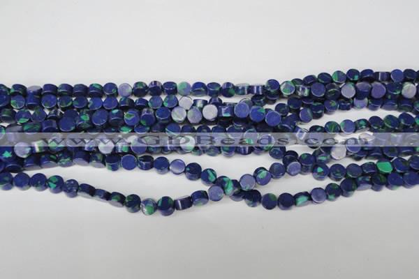 CLA441 15.5 inches 6mm coin synthetic lapis lazuli beads