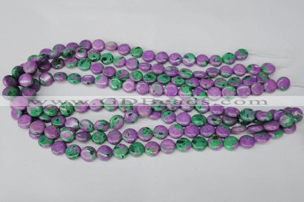 CLA505 15.5 inches 10mm flat round synthetic lapis lazuli beads