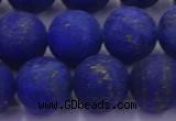 CLA75 15.5 inches 14mm round matte lapis lazuli beads wholesale