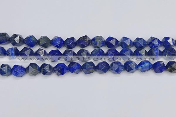 CLA89 15.5 inches 12mm faceted nuggets dyed lapis lazuli beads