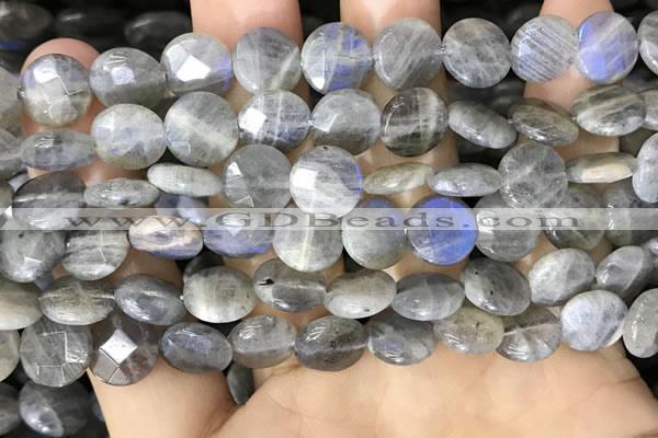 CLB1038 15.5 inches 10mm faceted coin labradorite beads wholesale