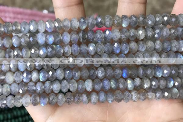 CLB1052 15.5 inches 4*6mm faceted rondelle labradorite gemstone beads