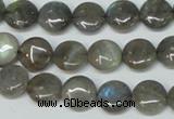 CLB168 15.5 inches 12mm flat round labradorite gemstone beads