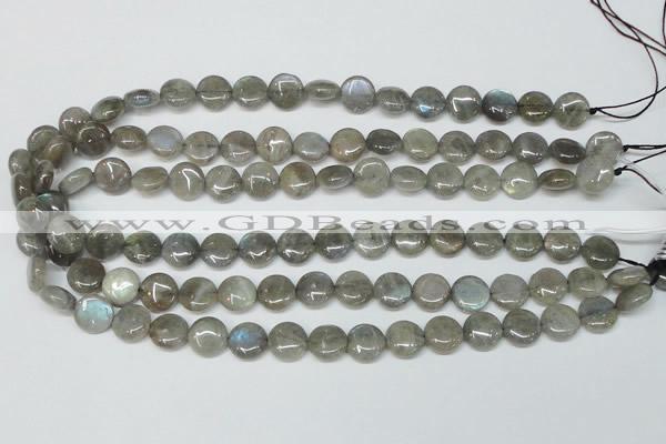 CLB168 15.5 inches 12mm flat round labradorite gemstone beads