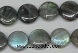 CLB170 15.5 inches 16mm flat round labradorite gemstone beads