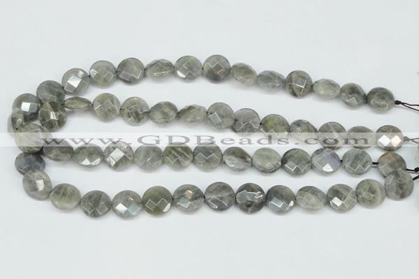 CLB192 15.5 inches 16mm faceted coin labradorite gemstone beads