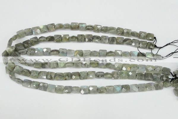 CLB199 15.5 inches 10*10mm faceted square labradorite beads