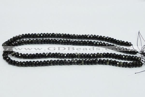 CLB303 15.5 inches 5*8mm faceted rondelle black labradorite beads