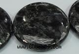 CLB315 15.5 inches 40mm flat round black labradorite gemstone beads